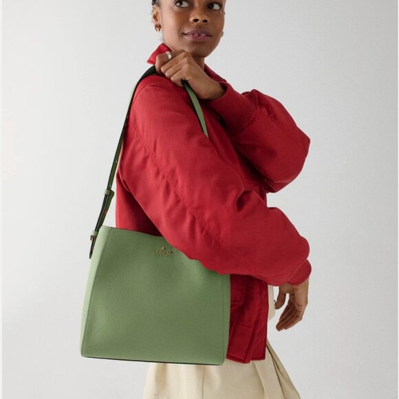 New Kate Spade Juliette Medium Bucket Pebble Leather Cedar Stand - Picture 2 of 4